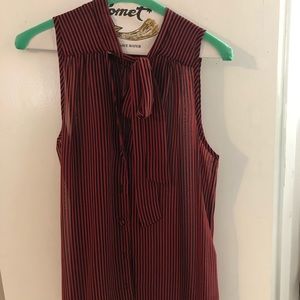 Sheer black and red striped blouse